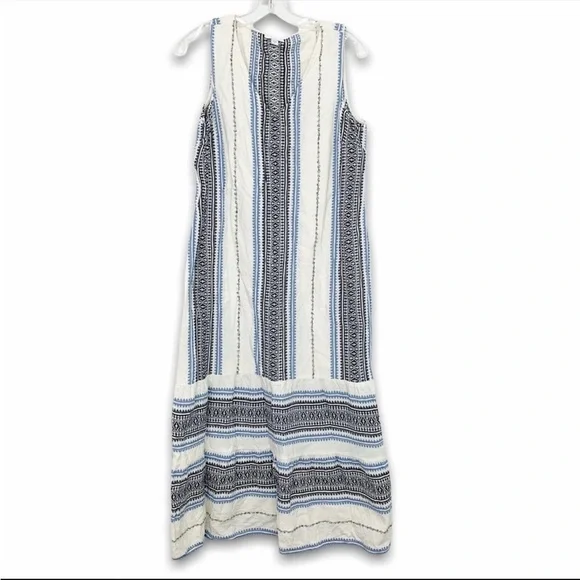 J. Jill Cream and Blue Striped Maxi Dress - Picture 4 of 7
